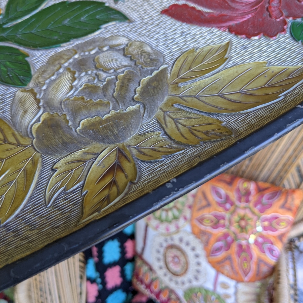 Vintage 70s Floral Bohemian Tray Hippie Eclectic Home Decor - Picture 8 of 16